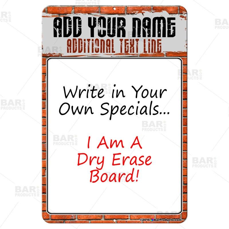 Dry Erase Specials Sign – ADD YOUR NAME – Brick Wall Template