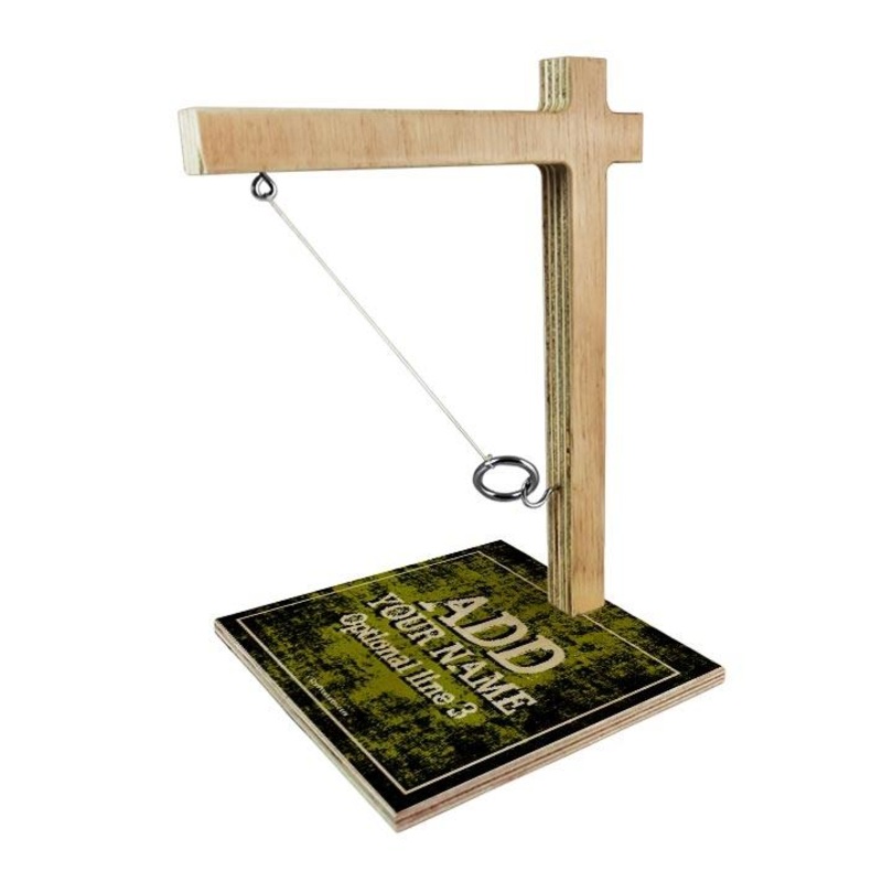 ADD YOUR NAME Large Tabletop Ring Toss Game – Grunge Gold