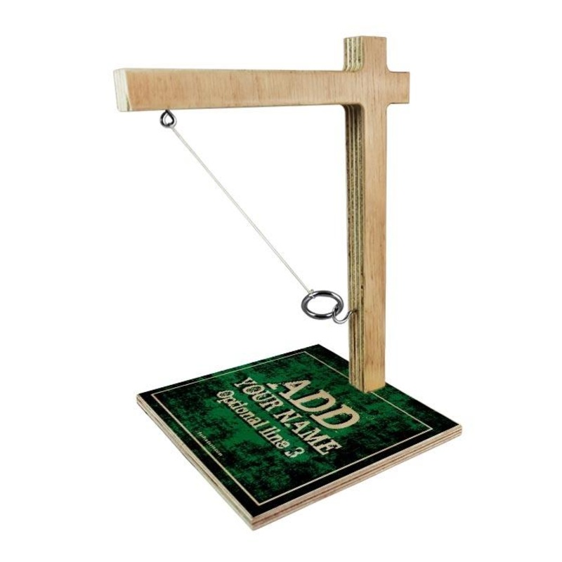 ADD YOUR NAME Large Tabletop Ring Toss Game – Grunge Green