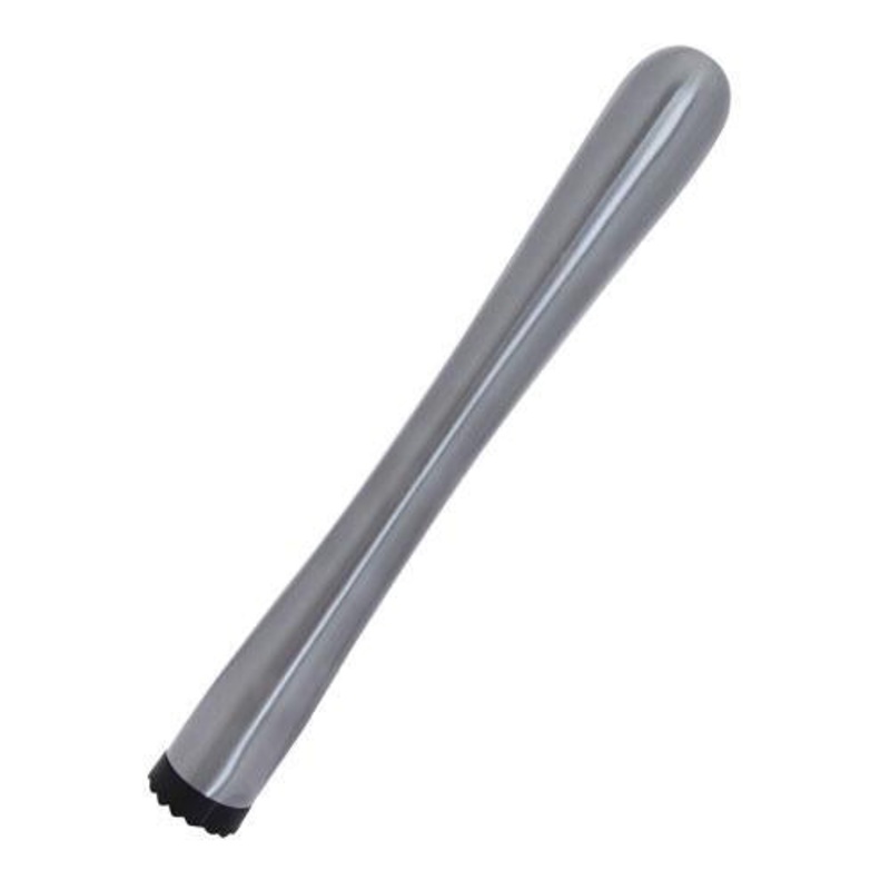 BarConic Stainless Steel Slim Muddler with Black Tenderizer Head