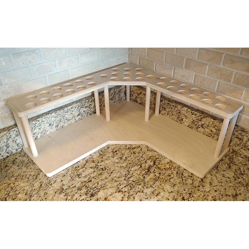 Counter Caddies – NATURAL – CORNER Shelf w/ K-CUP Holes