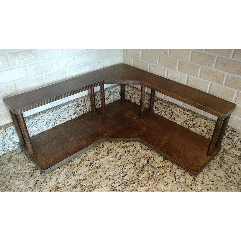 Counter Caddies – Stained Finish – CORNER Shelf – Barista Theme
