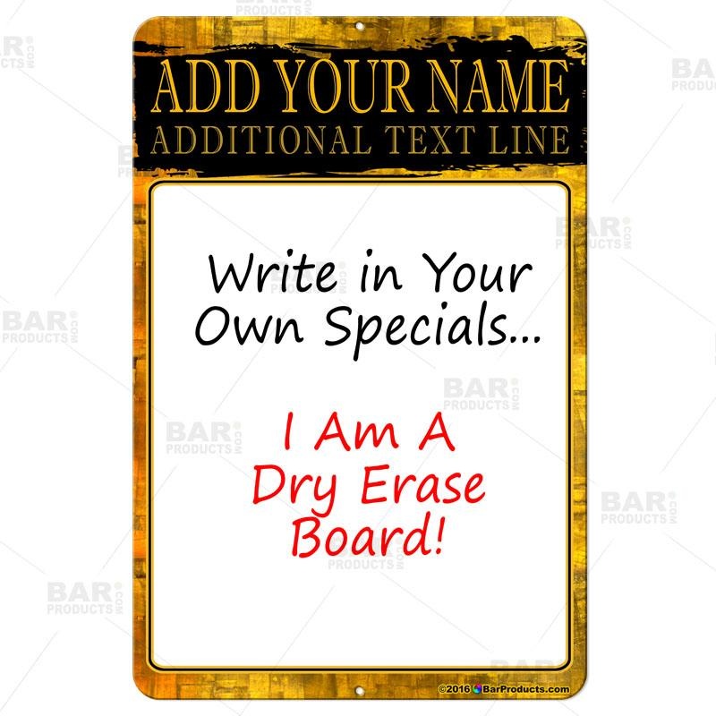 Dry Erase Specials Sign – ADD YOUR NAME – Gold Grunge Template