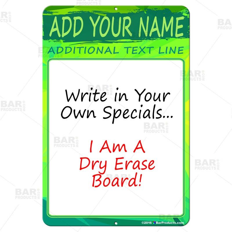 Dry Erase Specials Sign – ADD YOUR NAME – Green Abstract Template