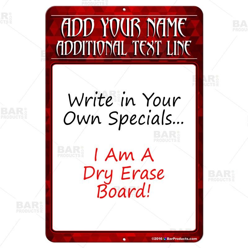 Dry Erase Specials Sign – ADD YOUR NAME – Red Abstract Template