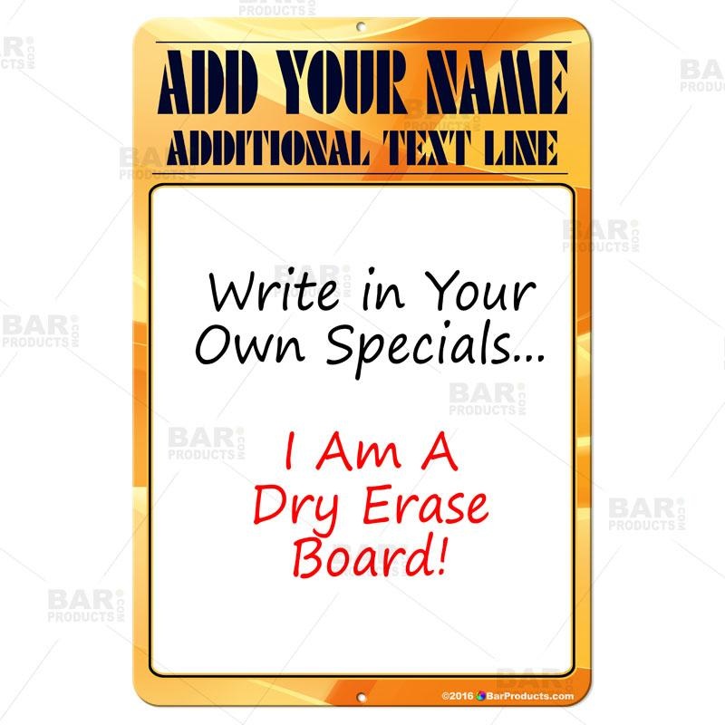 Dry Erase Specials Sign – ADD YOUR NAME – Yellow Abstract Template