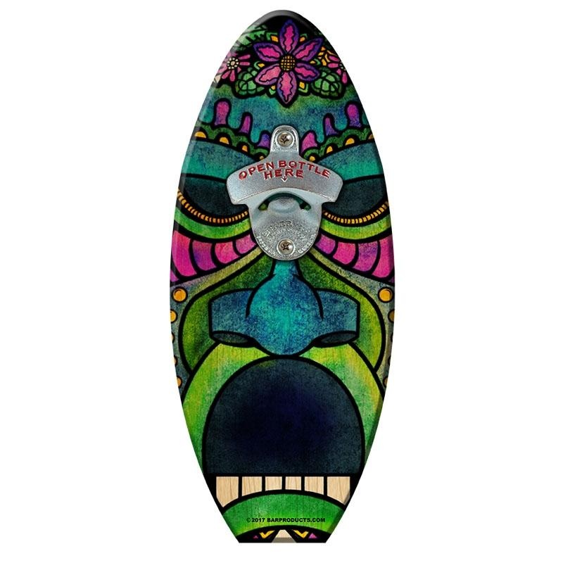 Mean Tiki Man Surfboard Wall Mount Bottle Opener