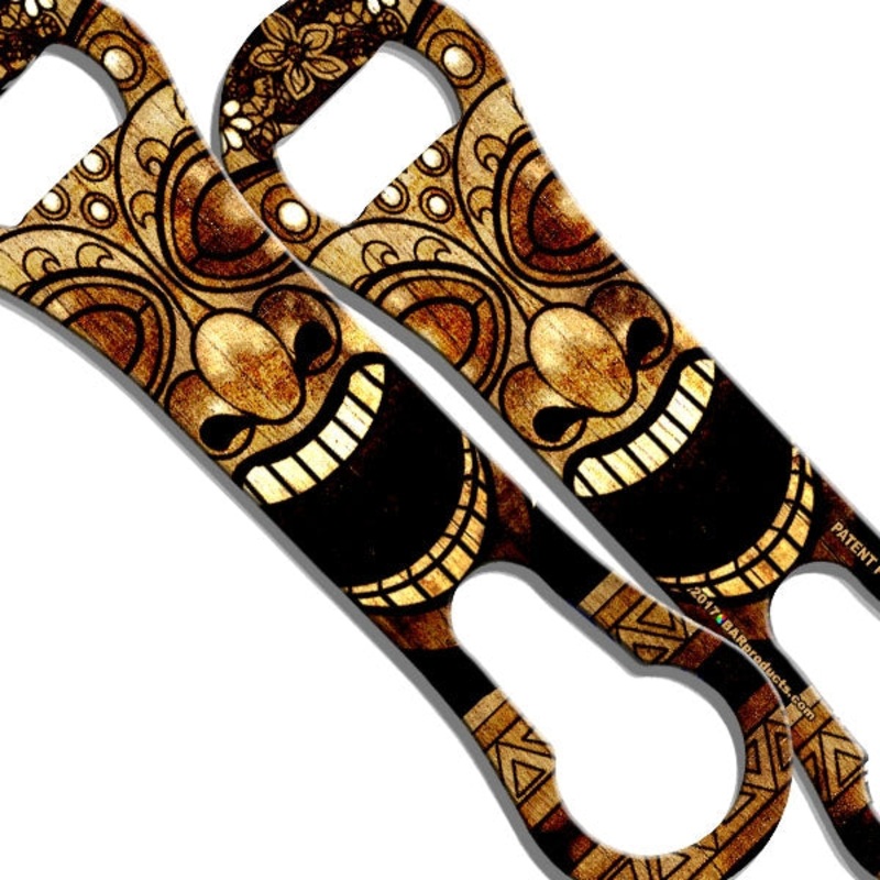 Natural Wood Tiki Man V-Rod Bottle Opener