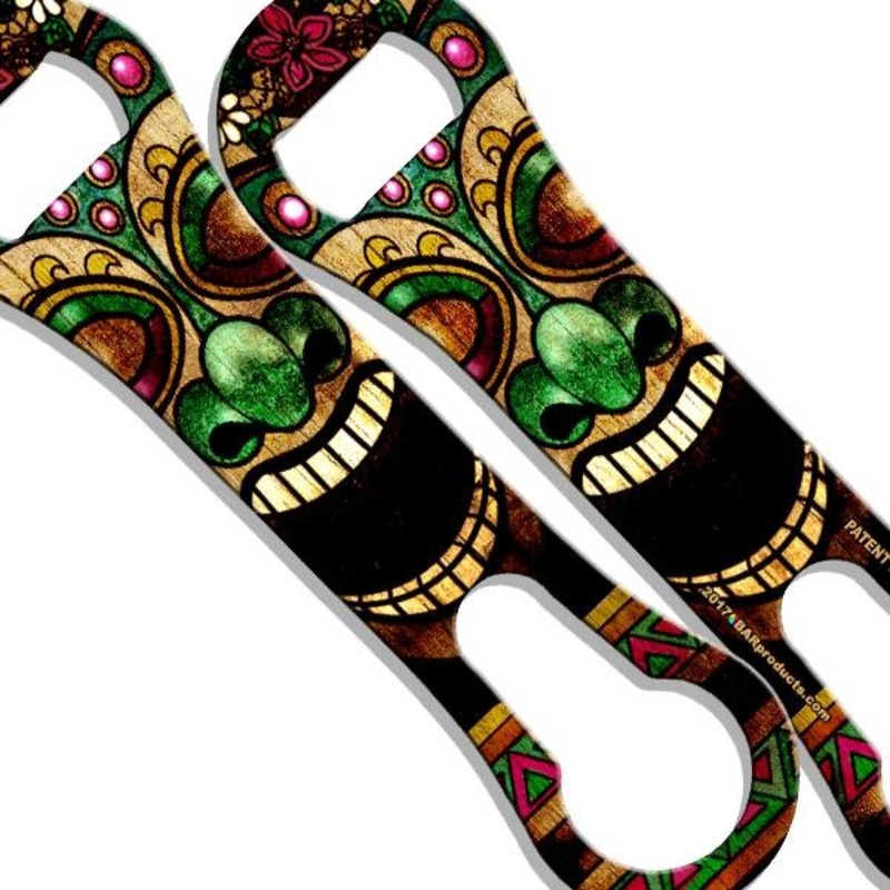Natural Wood Tiki Man w/ Color V-Rod Bottle Opener