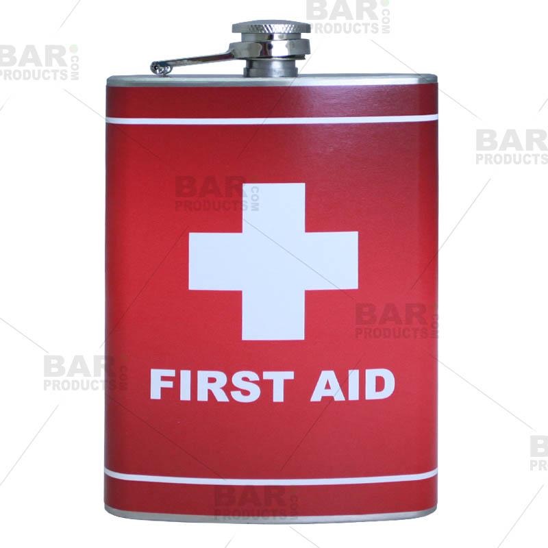 Stainless Steel Hip Flask – First Aid Design – Several Size Options
