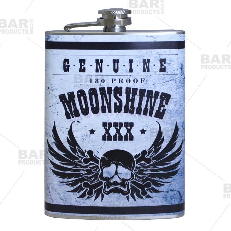 Stainless Steel Hip Flask – Moonshine Design – Several Size Options