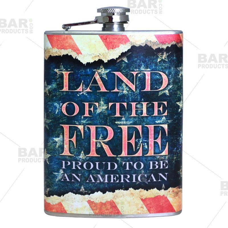 Stainless Steel Hip Flask – Vintage Patriotic Design – Several Size Options
