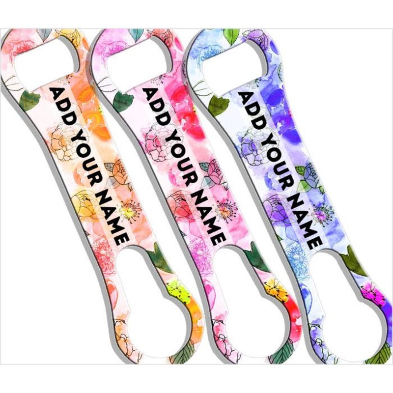 Watercolor Flowers V-Rod Bottle Opener – ADD YOUR NAME