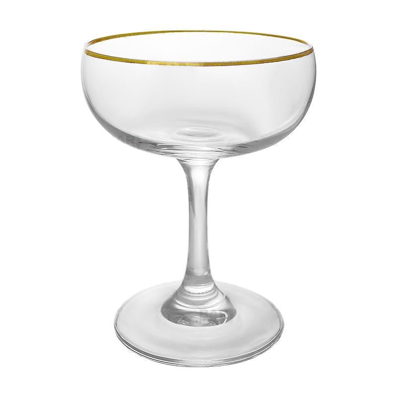 BarConic 7 oz Gold Rimmed Coupe Cocktail Glass