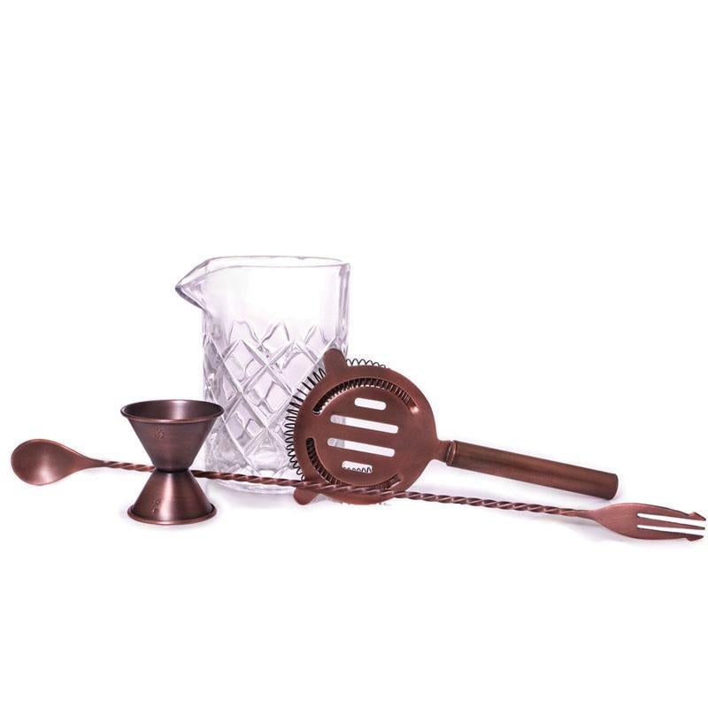 BarConic Antique Copper & Diamond Pattern 13 oz Mixing Set