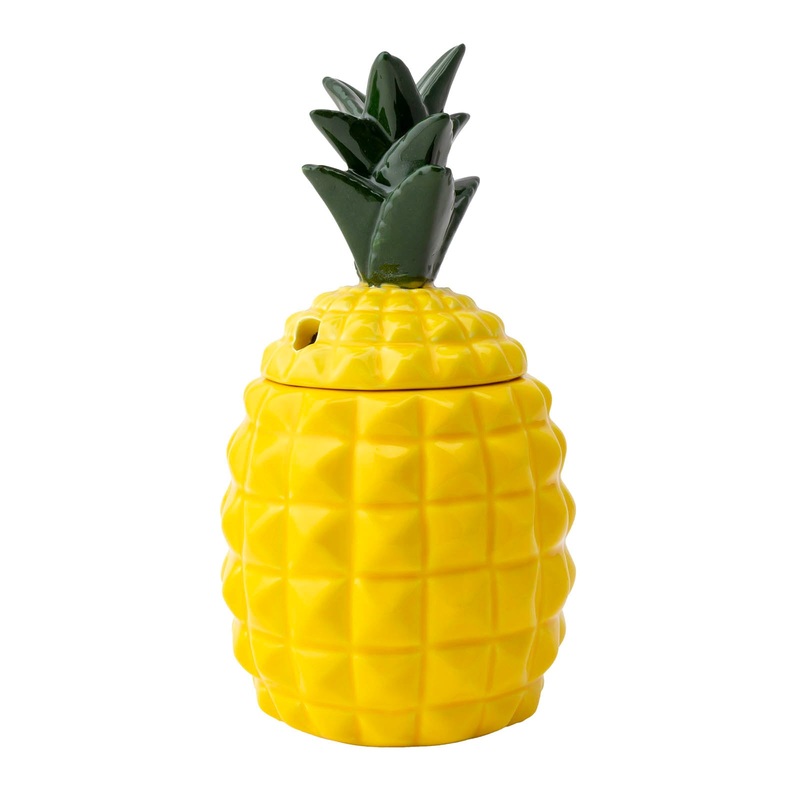 BarConic Ceramic Pineapple Tiki Mug with Lid – 20oz