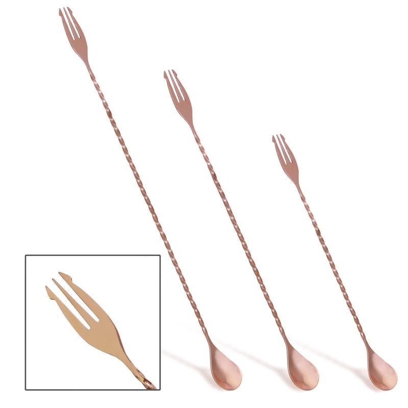 BarConic Copper Bar Spoons – Trident /Fork Tip – Three Lengths Available