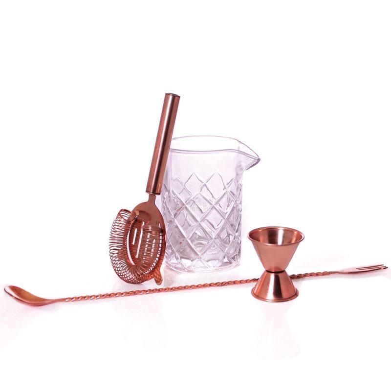 BarConic Copper & Diamond Pattern 13 oz Mixing Set