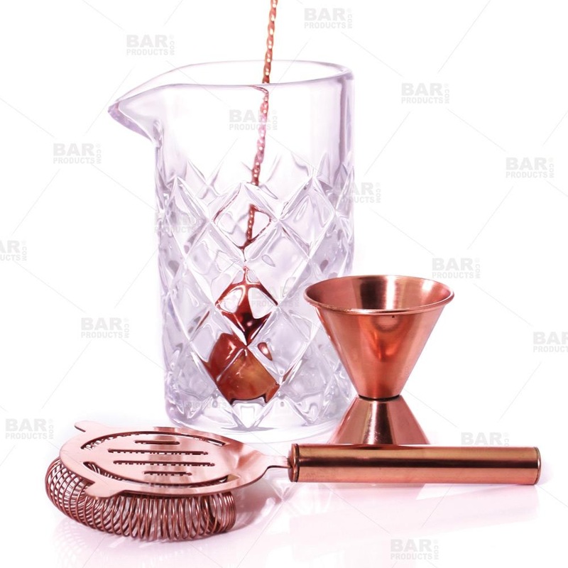 BarConic Copper & Diamond Pattern 22 oz Mixing Set