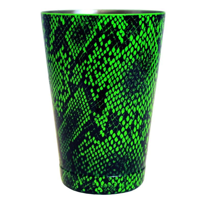 Cocktail Shaker Tin – 18oz weighted – NEON GREEN Snake Skin