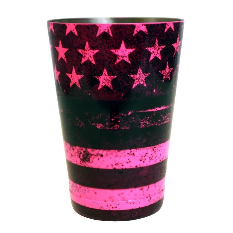 Cocktail Shaker Tin – 18oz weighted – NEON PINK U.S. Flag