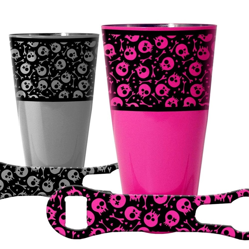 Cocktail Shaker / V-Rod Bartending Set – Cute Skulls – Several Colors