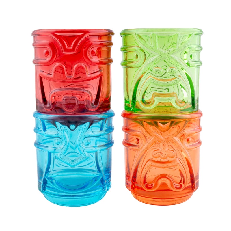 Colored Tiki Stacking Tumblers (12oz) – Set of 4