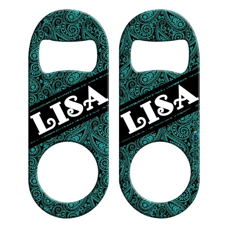 CUSTOMIZABLE Mini Bottle Opener – Teal Paisley