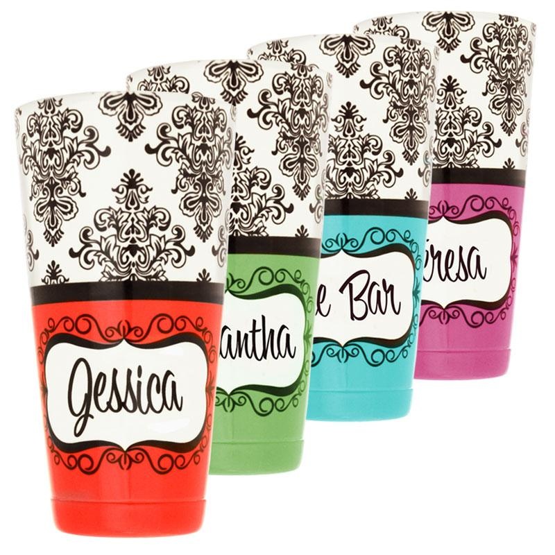 Damask Patterns Printed Cocktail Shaker Tin – 28 oz weighted – ADD YOUR NAME