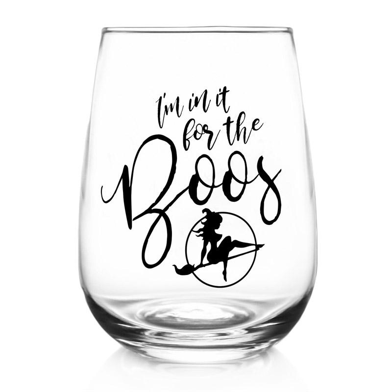 HALLOWEEN BOOS Stemless Wine Glass (17oz)