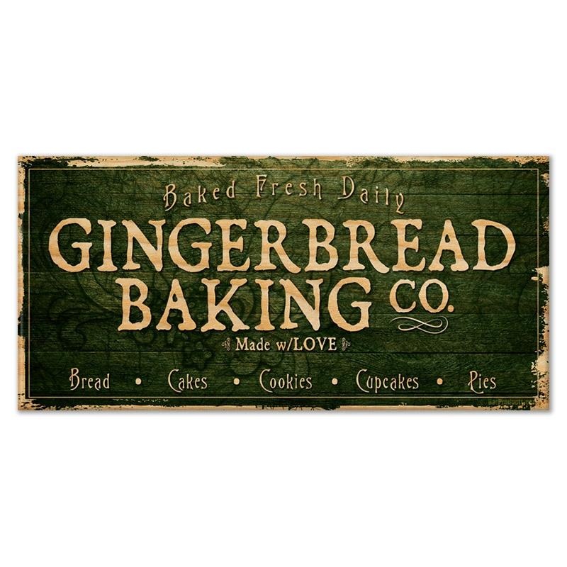 Large Vintage Wooden Holiday Bar Sign – Gingerbread Bakery – 11 3/4 x 23 3/4