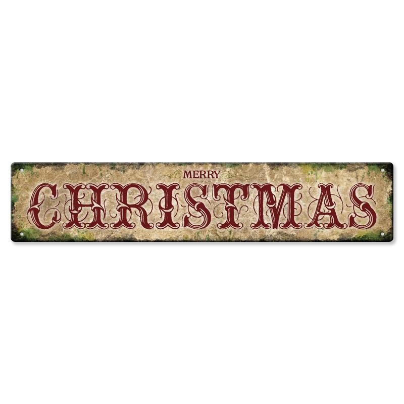 Metal Holiday Bar Sign – 5 x 25 – Merry Christmas
