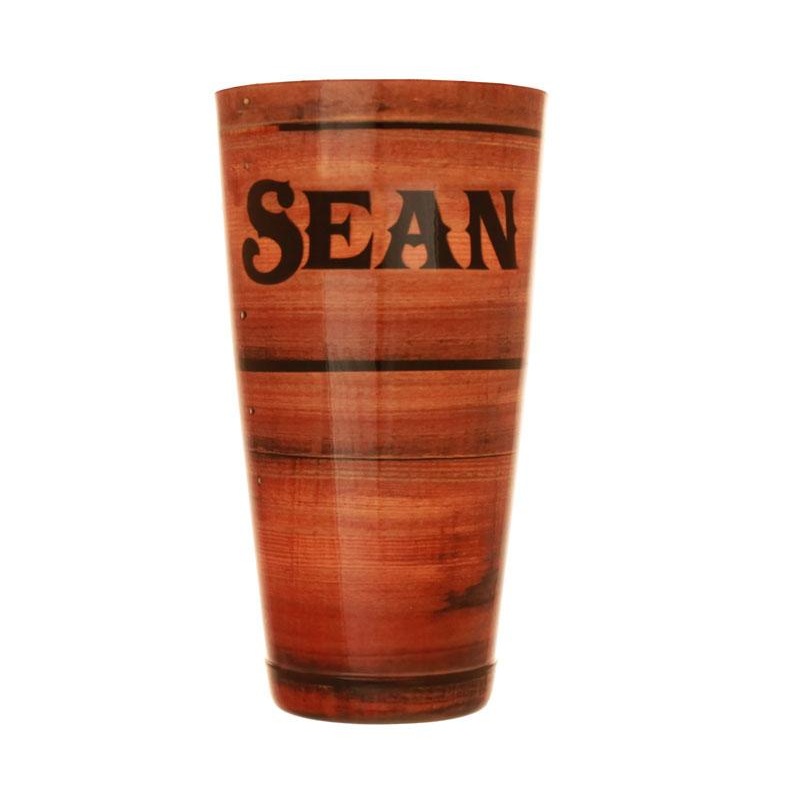 Wood Pattern Printed Cocktail Shaker Tin – 28 oz weighted – ADD YOUR NAME