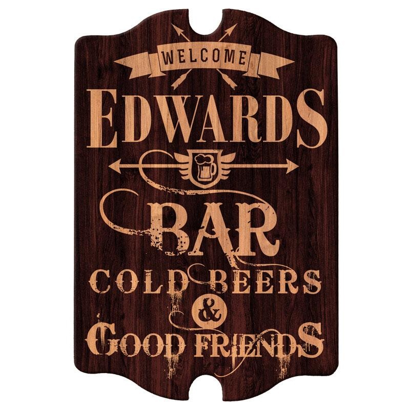 Bar Welcome – Custom Tavern Shaped Wood Bar Sign