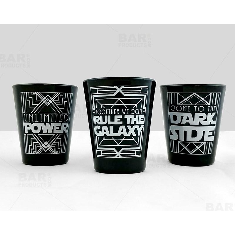 BarConic Black Shot Glasses – Multiple Designs – 1.75 oz