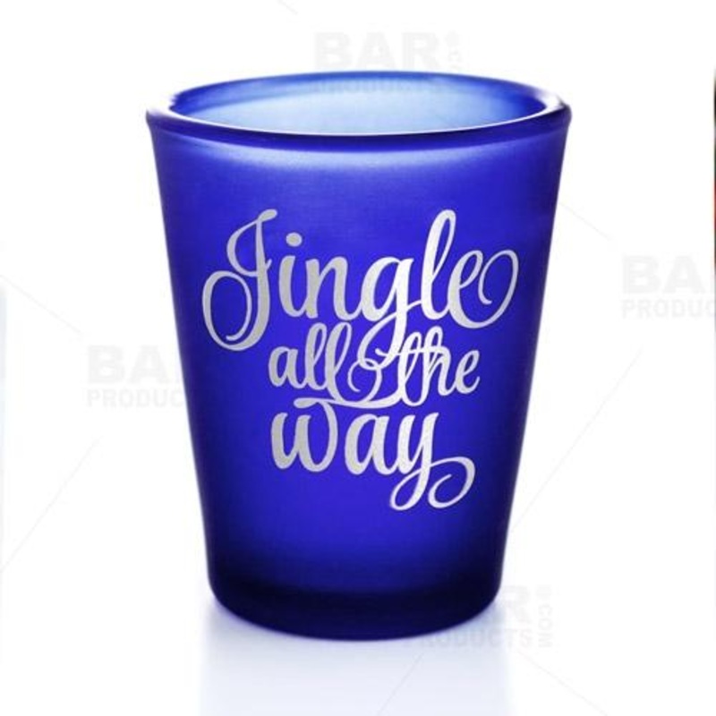 BarConic Dark Blue Frosted Shot Glass – Jingle All the Way – 1.5oz