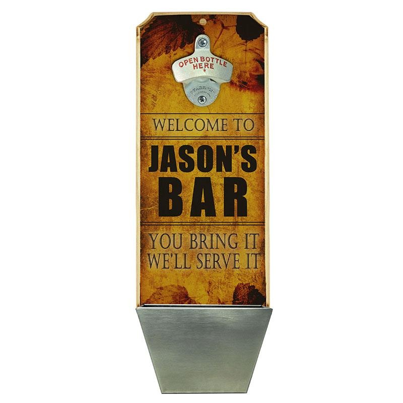 Custom Wall Mounted Wood Plaque Bottle Opener and Cap Catcher – Serve It