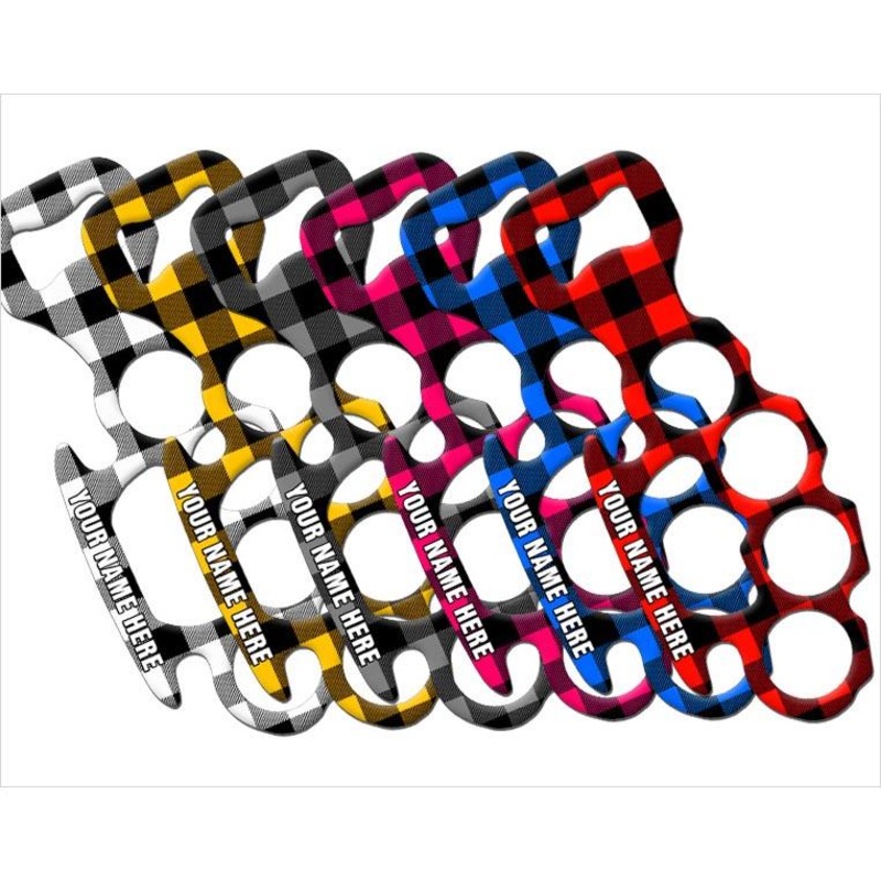 Hipster Plaid Knuckle Buster Bottle Opener – ADD YOUR NAME