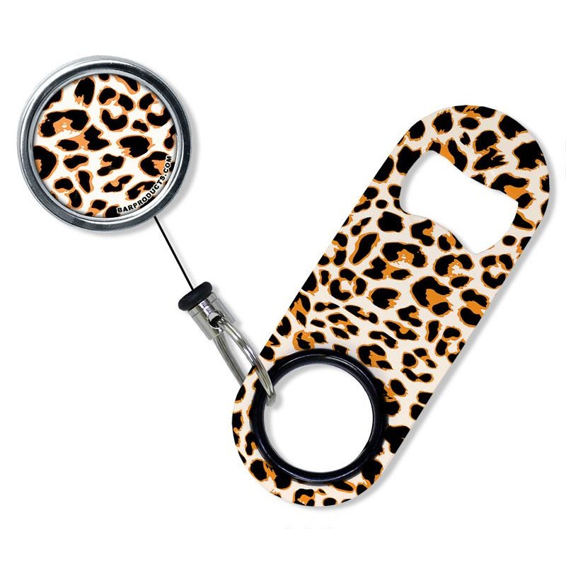 Kolorcoat Mini Bottle Opener with Retractable Reel – Orange Cheetah