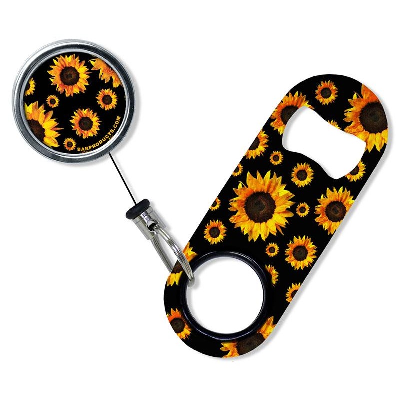 Kolorcoat Mini Bottle Opener with Retractable Reel – Sunflowers