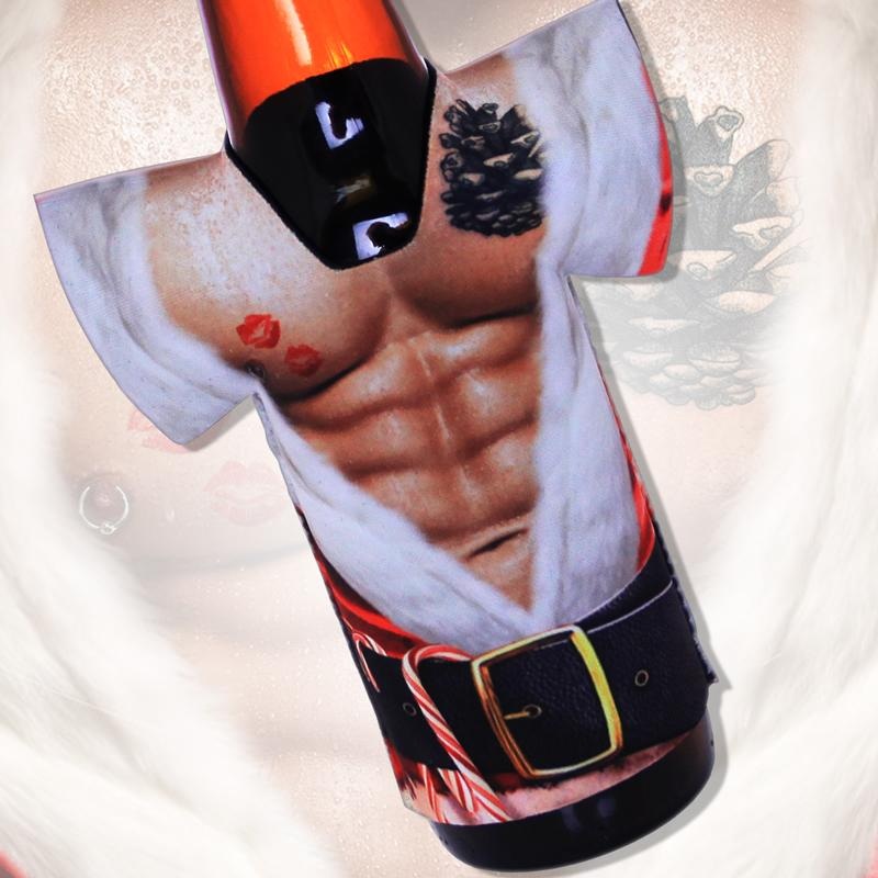 Naughty Santa T-Shirt Style Bottle Cooler