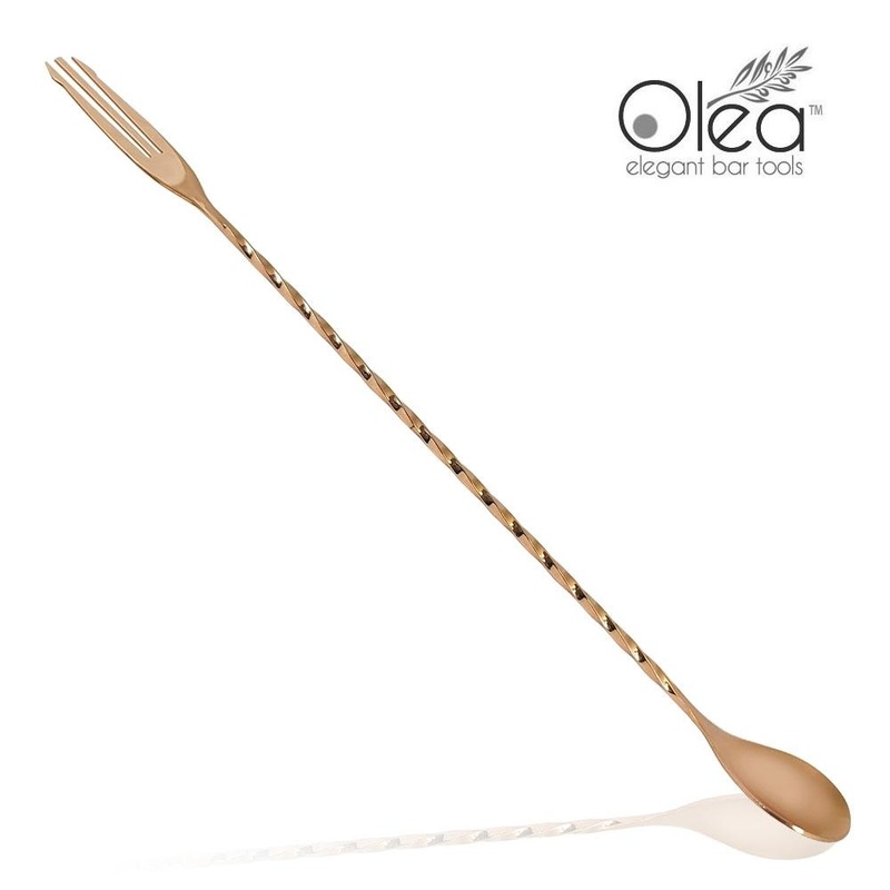 Olea Bar Spoon – Copper Plated with Trident Fork Tip (30cm)