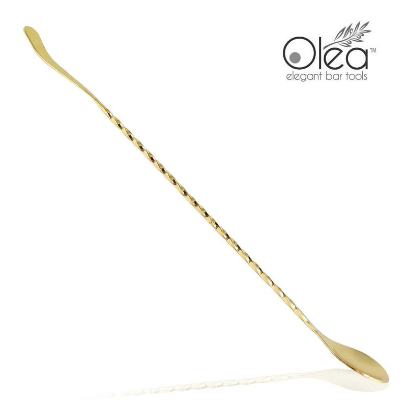 Olea Bar Spoon – Gold Plated with Bent Tip (30cm)