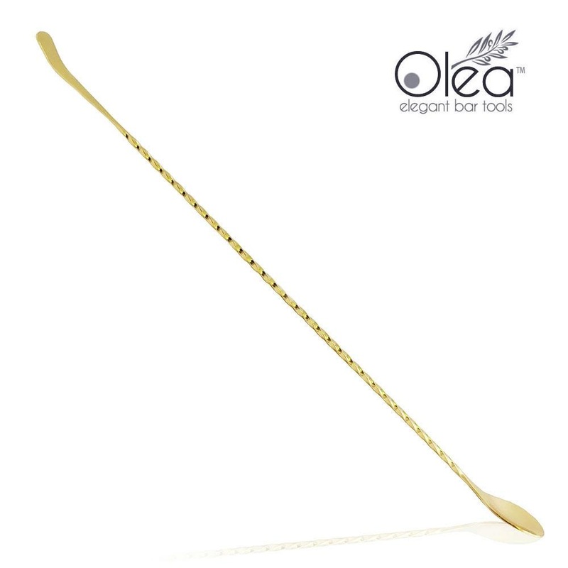 Olea Bar Spoon – Gold Plated with Bent Tip (40cm)