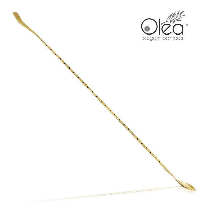 Olea Bar Spoon – Gold Plated with Bent Tip (50cm)