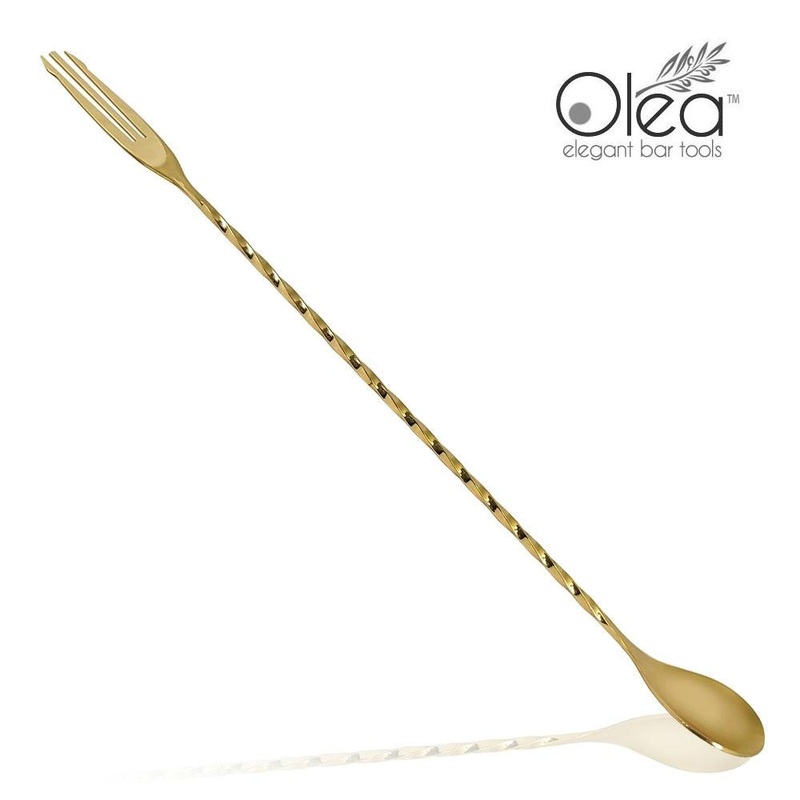 Olea Bar Spoon – Gold Plated with Trident Fork Tip (30cm)