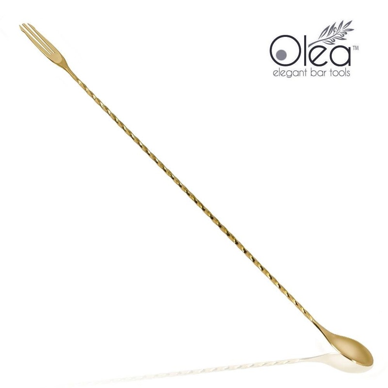 Olea Bar Spoon – Gold Plated with Trident Fork Tip (40cm)