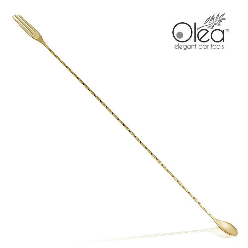 Olea Bar Spoon – Gold Plated with Trident Fork Tip (50cm)