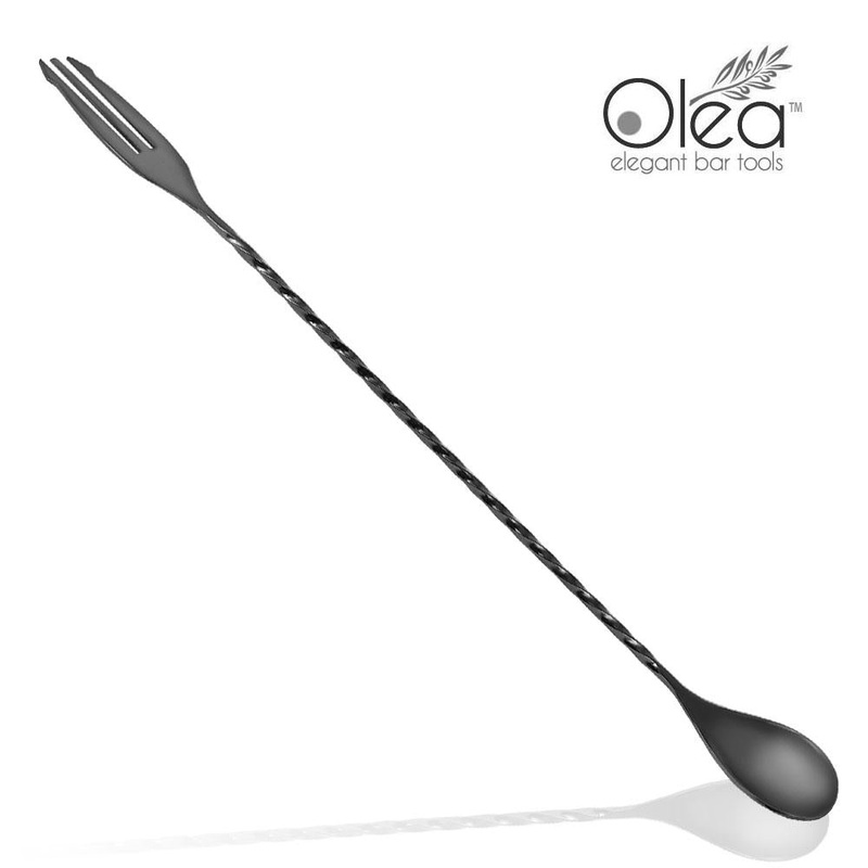 Olea Bar Spoon – Gunmetal Plated with Trident Fork Tip (30cm)