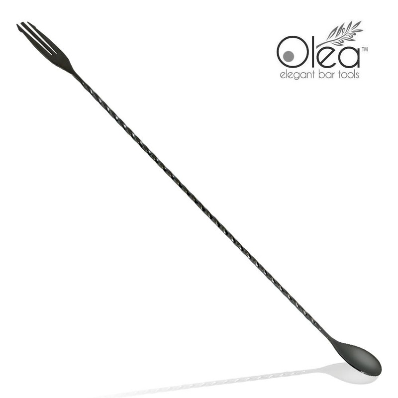 Olea Bar Spoon – Gunmetal Plated with Trident Fork Tip (40cm)